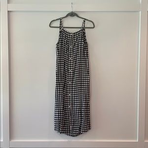 Spaghetti Strap Button Gingham Dress